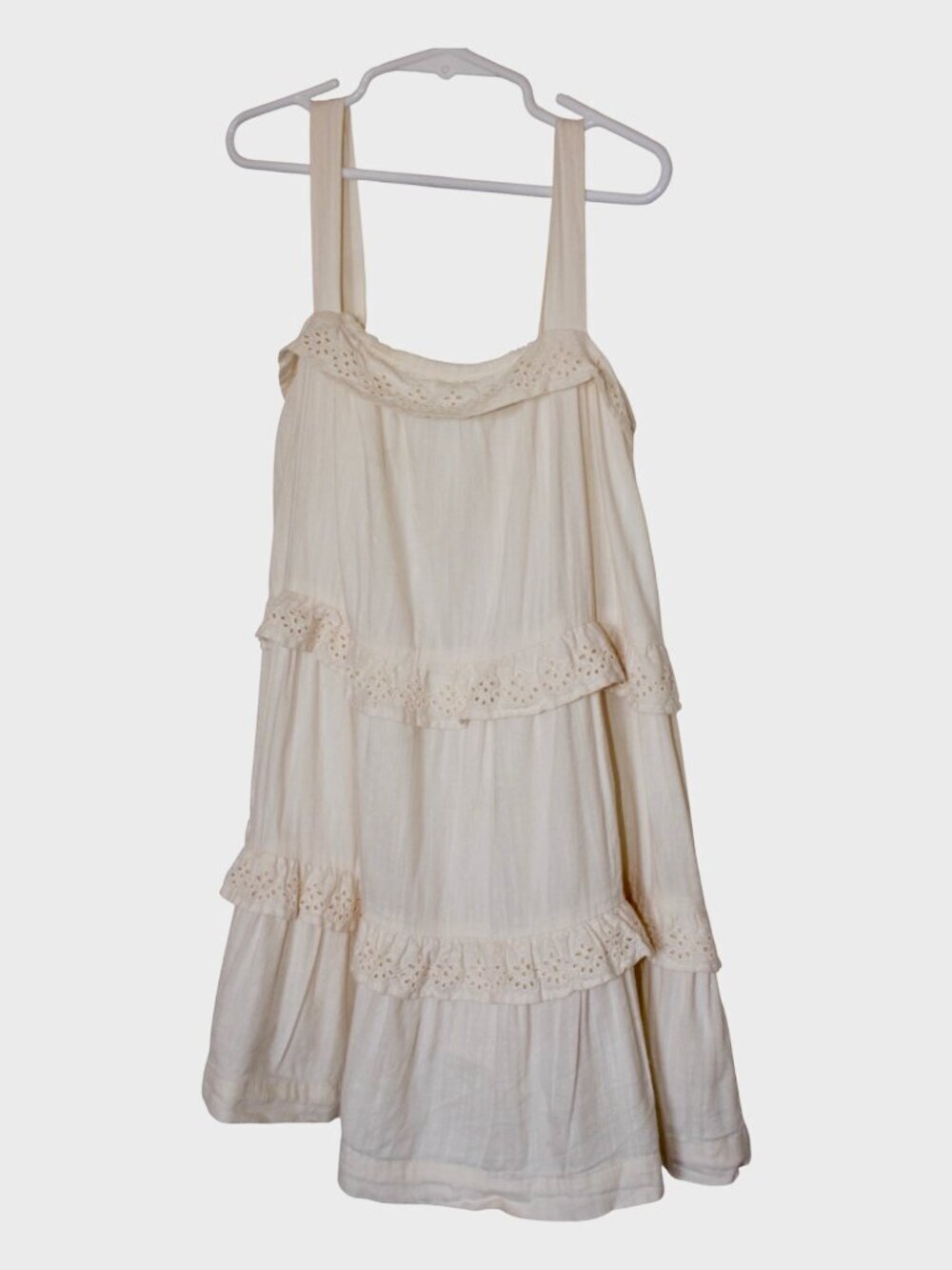 Girl's 6/7 Tiered 100% Cotton, Ivory, Cream, Lace A-Line, Old Navy Play Dress